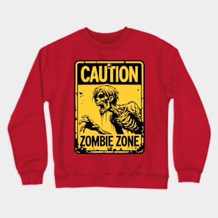 Caution Zombie Zone Sign Anime Black and Yellow Crewneck Sweatshirt